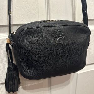 Tory Burch Thea Black Pebbled Leather Crossbody Bag